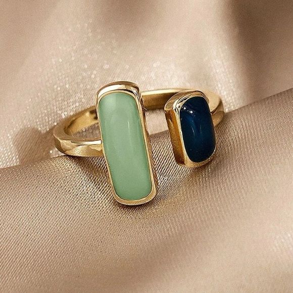 Alloy Dark Blue and Aqua Cuff Ring - Picture 2 of 6